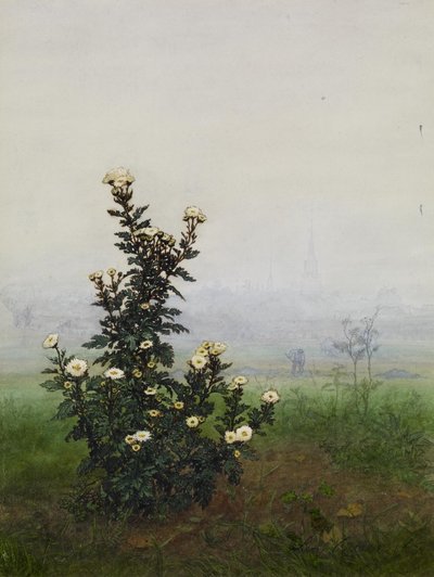Őszi margitvirág táj előtt, Issy-les-Moulineaux (?) alkotó: Léon Bonvin
