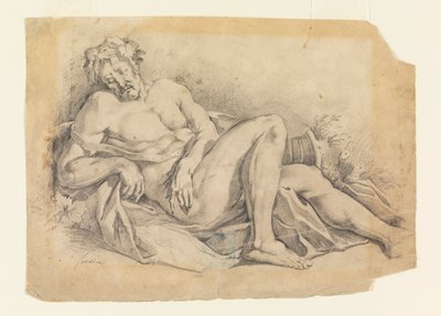 Rajz, Bacchus alszik (Poussin után), 1886-92 alkotó: Leon Dabo