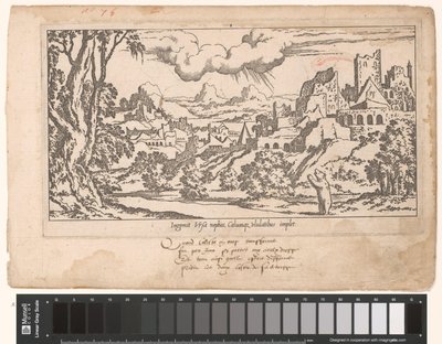 Callisto mint medve könyörög a Jupiterhez a romok táján Le Fable de Calisto (sorozat címe) Callisto mítosza (sorozat címe) alkotó: Leon Davent