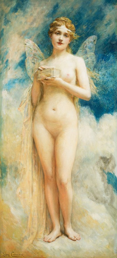 Pandora szelencéje, alkotó: Leon Francois Comerre