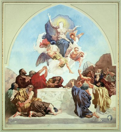 Tanulmány a Szűz mennybemeneteléhez (ceruza és akvarell papíron) alkotó: Leon Joseph Florentin Bonnat