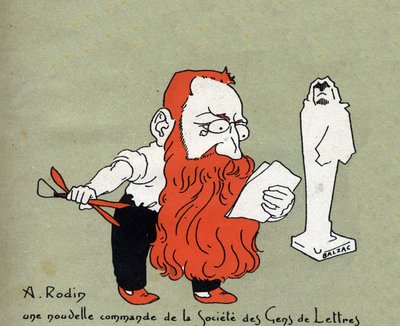 Auguste Rodin rajzfilmje a Societe des gens de lettres új megbízásából (Balzac szobra) - Leon Lebegue (1863-1944) illusztrációja - „Le sun-du-dimanche” metszet” alkotó: Leon Lebegue