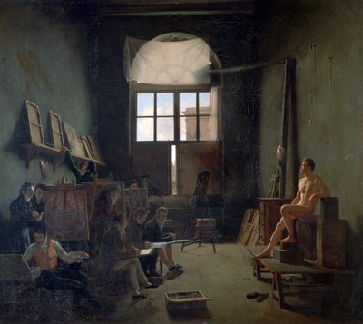 Dávid műhelye, 1814. alkotó: Leon Mathieu Cochereau