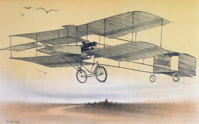 A Farman testvérek repülése 1914 előtt (színes litó) alkotó: Leon Pousthomis