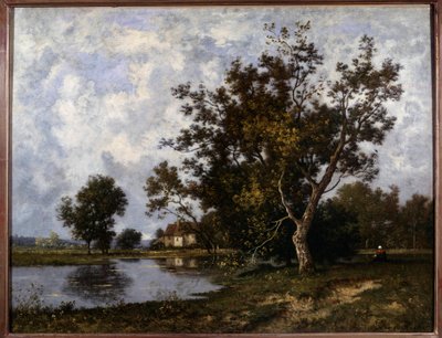 Leon Richet (1847-1907) tájkép a la Mare festménye 20. századi magángyűjtemény alkotó: Leon Richet
