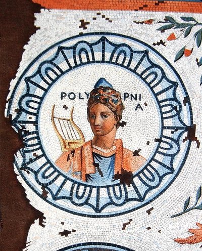 Polymnia, a szent ének múzsája, éneklés, szónoklat és retorika (színes metszet) alkotó: Leon de (after) Laborde
