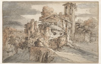 Templom és ősi romok Olaszországban alkotó: Leonaert Bramer (attributed to)