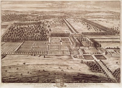 A Temple Newsam House kilátása keletről, metszett: Jan Kip (kb. 1652-1722) 1702 (metszet) alkotó: Leonard (after) Knyff