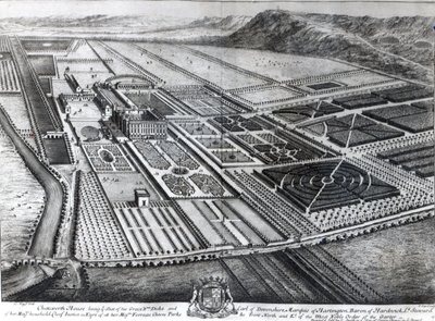 Chatsworth-ház, vésette Johannes Kip alkotó: Leonard Knyff