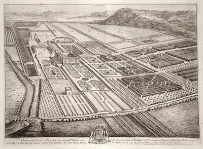 Chatsworth-ház, William Cavendish (1640-1707), Devonshire 1. hercegének székhelye, vésette Johannes Kip (kb. 1652-1722) alkotó: Leonard Knyff