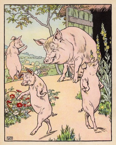 Illusztráció A három kismalachoz (színes litográfia) alkotó: Leonard Leslie Brooke