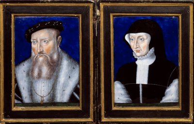 Claude de Lorraine (1496-1550), Guise hercege és Bourbon Vendome Antoinette (1494-1583), feleségének portréja Leonard Limosin (1505-1577) zománcfestménye 1550 kb. Nap. 0,25x0,2 m Ecouen, Musee national de la renaissance alkotó: Leonard Limosin