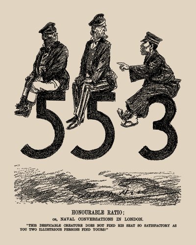 Honorable Ratio vagy haditengerészeti beszélgetések Londonban. Punch, 1934. alkotó: Leonard Raven-Hill