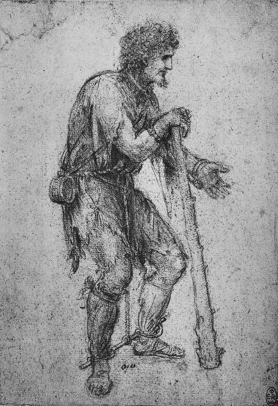 Egy férfi bottal és megbilincselt lábbal, c1480 1945 alkotó: Leonardo da Vinci