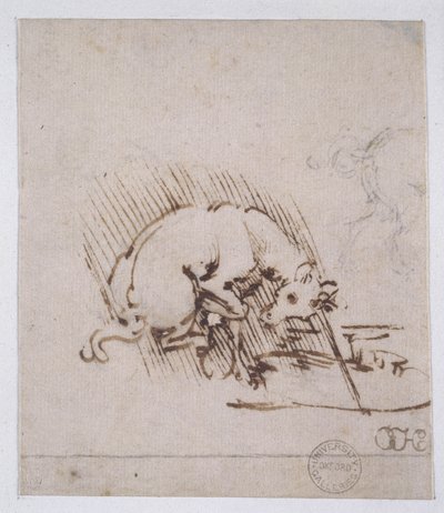 Egyszarvú, amint szarvát vízbe mártja, 1481 körül (toll és tinta, fémhegy, papír) alkotó: Leonardo da Vinci