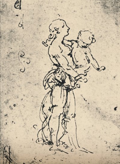 Egy gyermeket cipelő nő, c1481, 1945 alkotó: Leonardo da Vinci