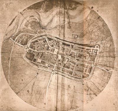 Az olaszországi Imola városát ábrázoló térkép, c1472-c1519 1883 alkotó: Leonardo da Vinci