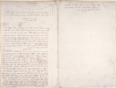 Arundel 263, f.166v, f.163 Jegyzetek és diagramok a madarak repüléséről, a „Codex Arundel”, c.1500-5 (toll és tinta papíron) alkotó: Leonardo da Vinci