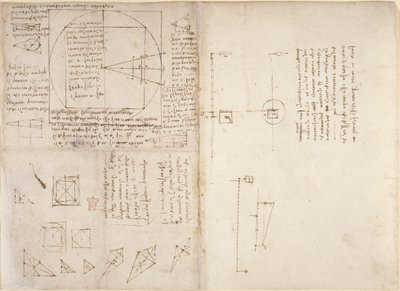 Arundel 263, f.72v, f.69 Megjegyzések és diagramok a mechanikáról és a súlypontról, a „Codex Arundel”, c.1503-5 (toll és tinta papíron) alkotó: Leonardo da Vinci