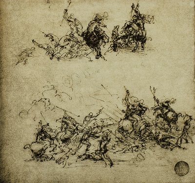 Csatajelenet; Leonardo da Vinci rajza. Gallerie dell