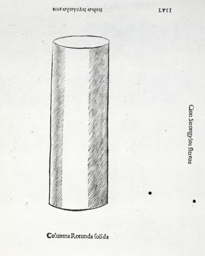 Tömör, kerek oszlop, illusztrációja Luca Pacioli (1445-1517 körül) „Isteni arány”-ból, eredetileg pub. Velence, 1509 alkotó: Leonardo da Vinci