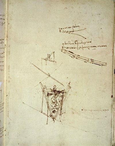 Repülőgép tervrajz (toll a papíron) alkotó: Leonardo da Vinci