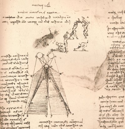 A fény és árnyék elméletét illusztráló diagram, valamint az ábrák vázlatai, c1472-c1519 1883 alkotó: Leonardo da Vinci