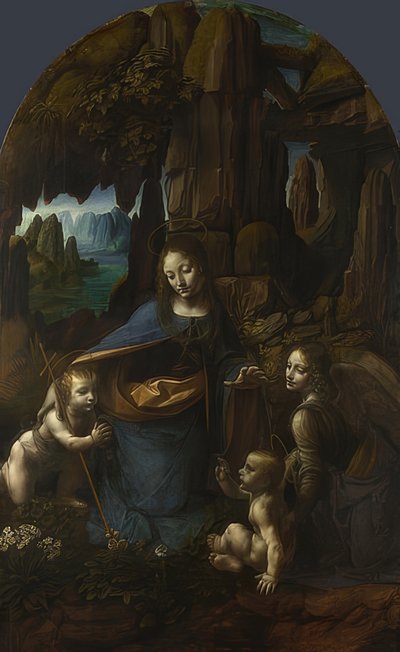 A Sziklák Madonnája (a milánói San Francesco oltárához). 1491 / 92-99 és 1506-08 körül alkotó: Leonardo da Vinci