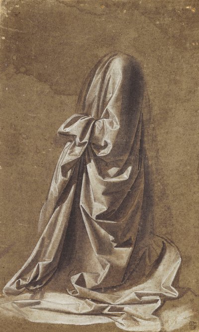 Drapériatanulmány térdelő alakhoz, alkotó: Leonardo da Vinci