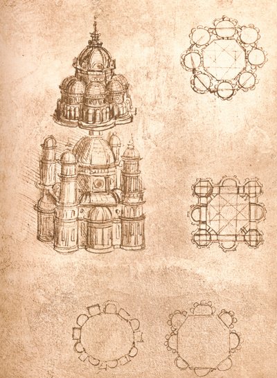Templomok rajza, c1472-c1519 1883 alkotó: Leonardo da Vinci