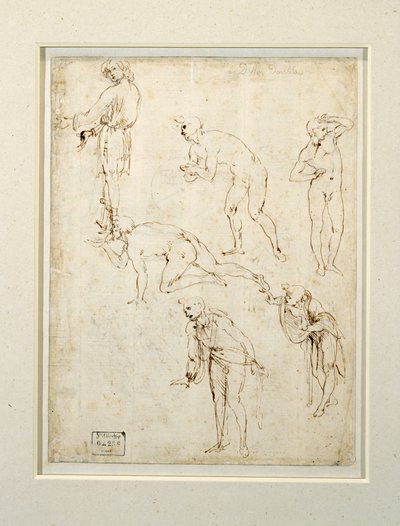 A bölcsek imádása figuráinak tanulmányozása (rajz) alkotó: Leonardo da Vinci
