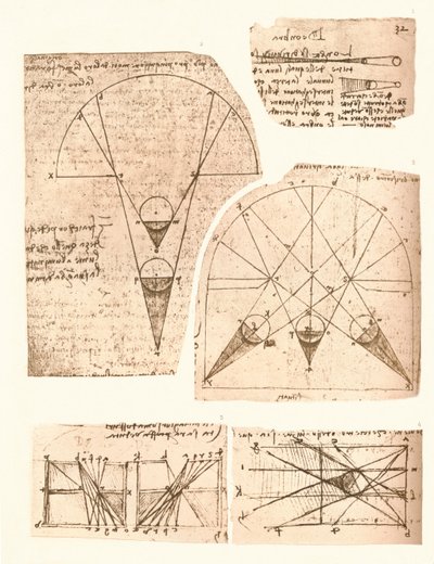 Öt diagram a fény és árnyék elméletét szemléltetve, c1472-c1519 1883 alkotó: Leonardo da Vinci