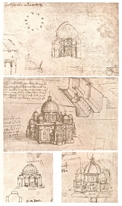 Négy rajz az egyházi építészetről, c1472-c1519 1883 alkotó: Leonardo da Vinci