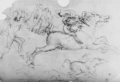 Vágtázó lovas és más figurák, c1480 1945 alkotó: Leonardo da Vinci