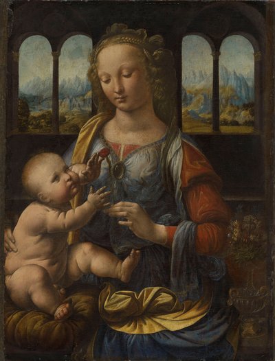 Német: Madonna mit der Nelke Madonna a szegfűszegről alkotó: Leonardo da Vinci