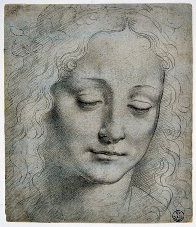 Giovanni Antonio Boltraffio (Beltraffio) (1467 - 1516) (Leonardo da Vinci legismertebb tanítványa): egy fiú levélkorona feje Verrocchio útjában, GDSU 425 E alkotó: Leonardo da Vinci