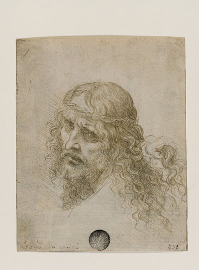 Töviskoronás Krisztus feje, c. 1500. alkotó: Leonardo da Vinci