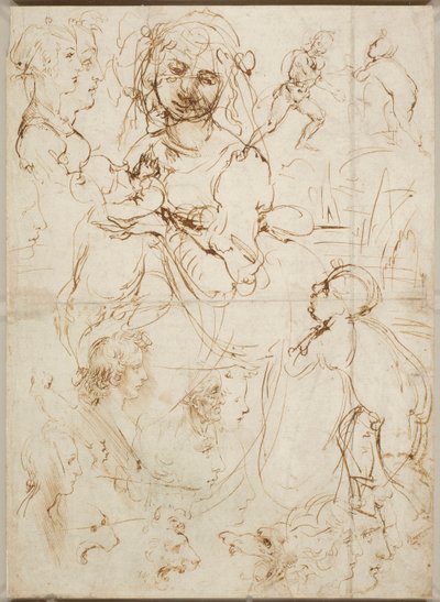 Fejek és figurák, 1478 körül. alkotó: Leonardo da Vinci