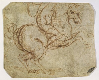 Ló és Cavalier (toll és tinta papíron) alkotó: Leonardo da Vinci