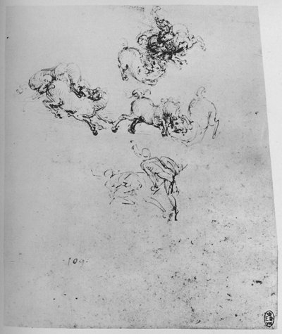 Lovak és lovasok a harcban, c1480 1945 alkotó: Leonardo da Vinci