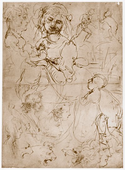 Térdelő Madonna a gyermekkel és Szent Jánossal, 1478-1480 alkotó: Leonardo da Vinci