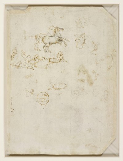 Leonardo da Vinci - Verso Ugrándozó lovak és Néró feje 1503-4 körül alkotó: Leonardo da Vinci