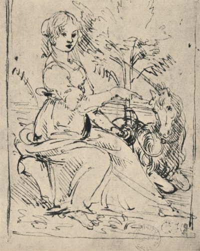 Leány egyszarvúval, c1478-1480 1945 alkotó: Leonardo da Vinci