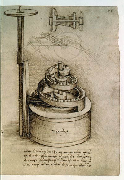 Ms. 8937, Codex Madrid I f.45r, edzett rugó alkotó: Leonardo da Vinci