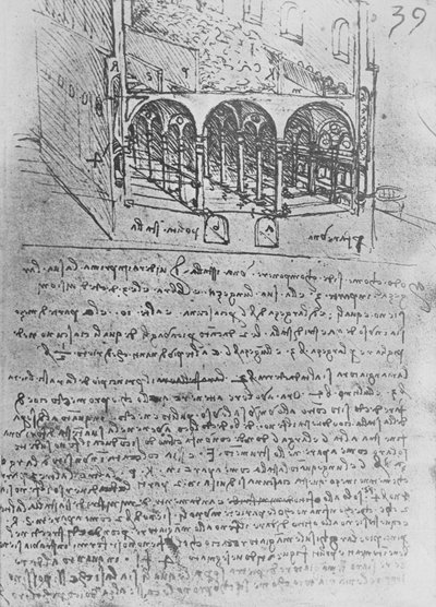 Vázlatterv egy istállóhoz, c1480 1945 alkotó: Leonardo da Vinci