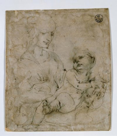 Tanulmány a Madonnának és a macskának alkotó: Leonardo da Vinci
