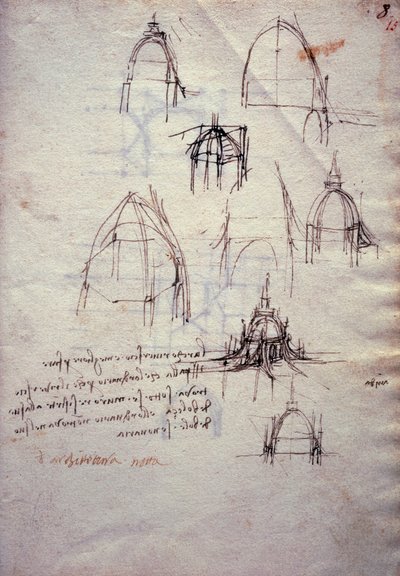 Tanulmányok a katedrális lámpásához, a Codex Trivulzianusból alkotó: Leonardo da Vinci