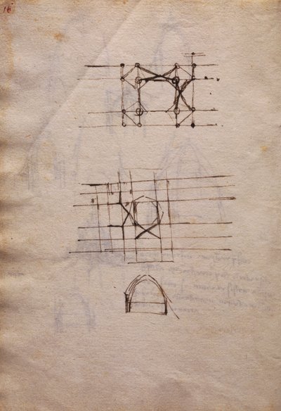 Tanulmányok a katedrális lámpásához, a Codex Trivulzianusból alkotó: Leonardo da Vinci