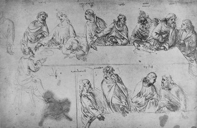 Tanulmányok az utolsó vacsorához, c1480 1945 alkotó: Leonardo da Vinci