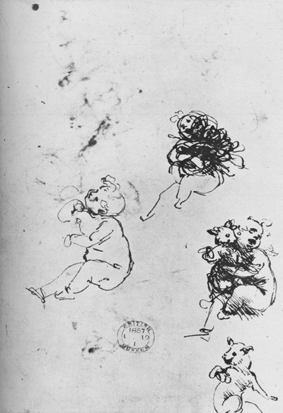 Studies of Children and Cats, 1478-1481, 1945 alkotó: Leonardo da Vinci